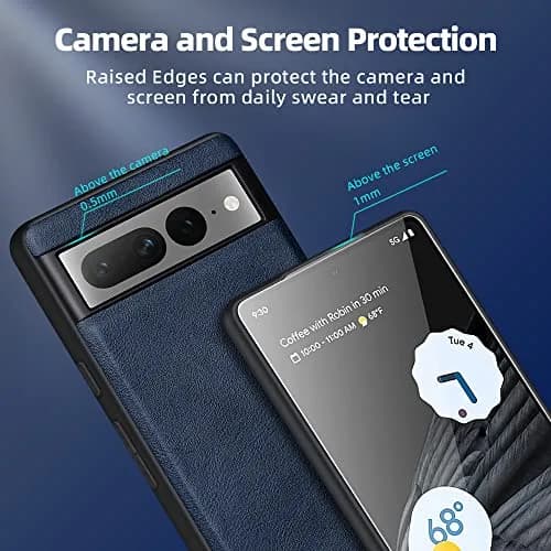 X-level PU Leather Case for Google Pixel 7 Pro, Shockproof, Non-Slip, Blue | Vintage Leather Design with Drop Protection thumbnail 4