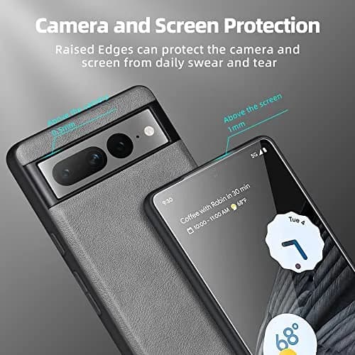 X-level PU Leather Case for Google Pixel 7 Pro, Shockproof, Non-Slip, Gray | Vintage Leather Design thumbnail 4