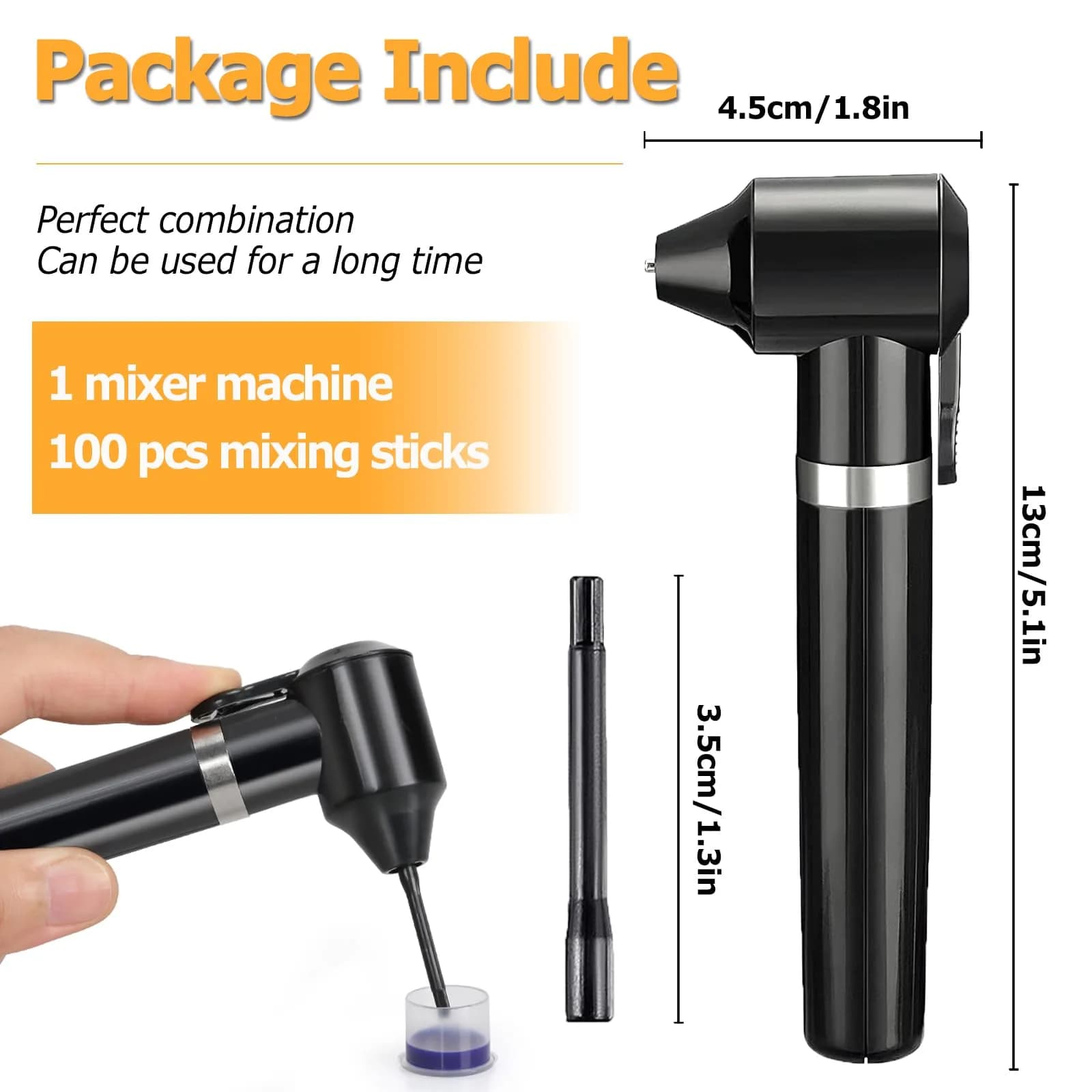 TONBAO Electric Tattoo Ink Mixer Machine Kit with 100 Sticks | Professional Black Agitator for Tattooing & Microblading - view 2