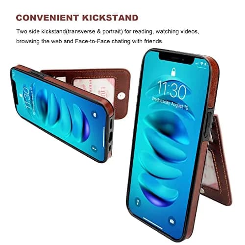 KIHUWEY iPhone 14 Pro Max Wallet Case Card Holder Kickstand | Heavy Duty Leather Cover with 5 Card Slots thumbnail 5