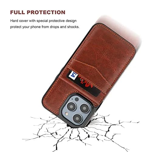 KIHUWEY iPhone 14 Pro Max Wallet Case Card Holder Kickstand | Heavy Duty Leather Cover with 5 Card Slots thumbnail 6
