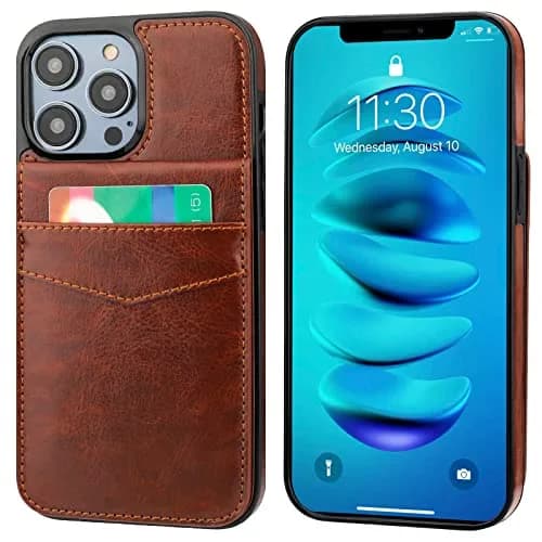 KIHUWEY iPhone 14 Pro Max Wallet Case Card Holder Kickstand | Heavy Duty Leather Cover with 5 Card Slots thumbnail 3