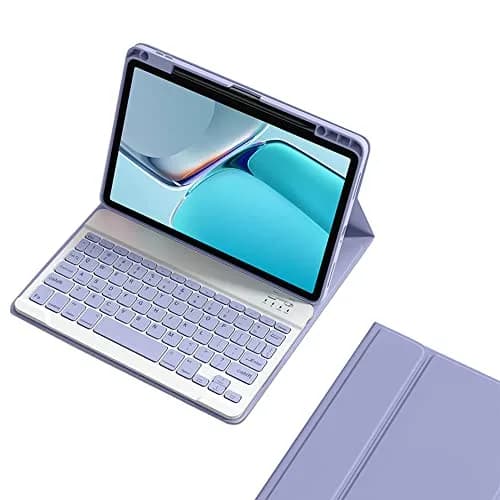 kaitesi Detachable Bluetooth Keyboard Case for iPad Mini 7/6 (8.3-inch) with Pencil Holder - Purple | Magnetic Color Keys thumbnail 1