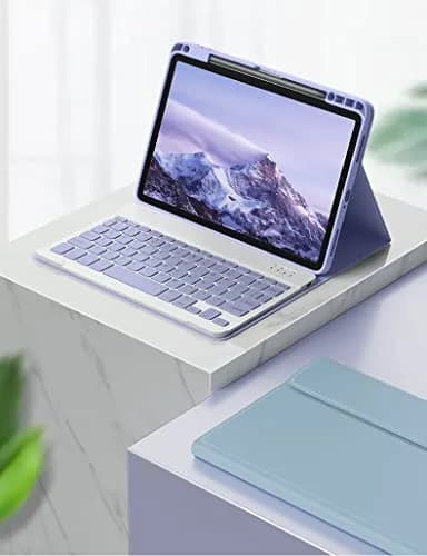 kaitesi Detachable Bluetooth Keyboard Case for iPad Mini 7/6 (8.3-inch) with Pencil Holder - Purple | Magnetic Color Keys thumbnail 7