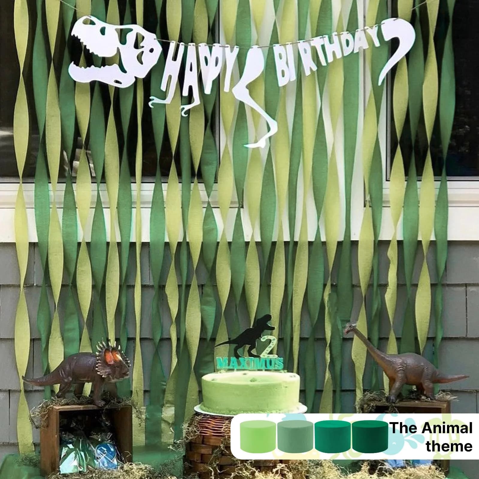 PartyWoo Sage Green Crepe Paper Streamers (4 Rolls, 328ft Total) | FSC-Certified Craft Paper for Indian Celebrations - view 2