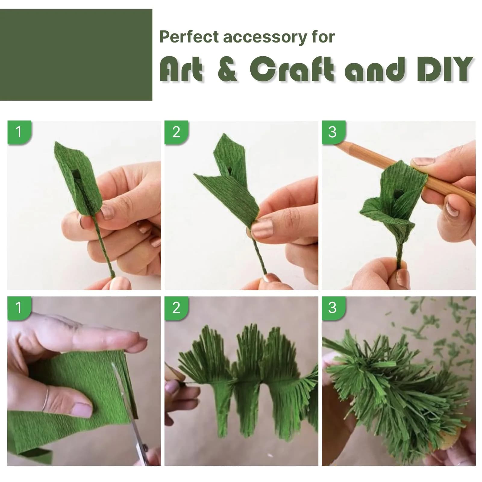 PartyWoo Sage Green Crepe Paper Streamers (4 Rolls, 328ft Total) | FSC-Certified Craft Paper for Indian Celebrations - view 4