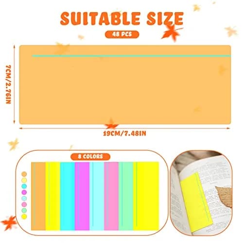 Crtiin Guided Reading Highlighter Strips 48 Pcs | Assorted Colors, 19 x 7 cm (7.5 x 2.8 inches) thumbnail 2