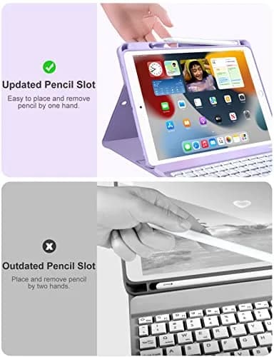 Hamile Purple Keyboard Case with 7-Color Backlit for iPad 9/8/7 Gen 10.2" & Air 3/Pro 10.5" | Detachable Magnetic Folio with Pencil Holder thumbnail 7