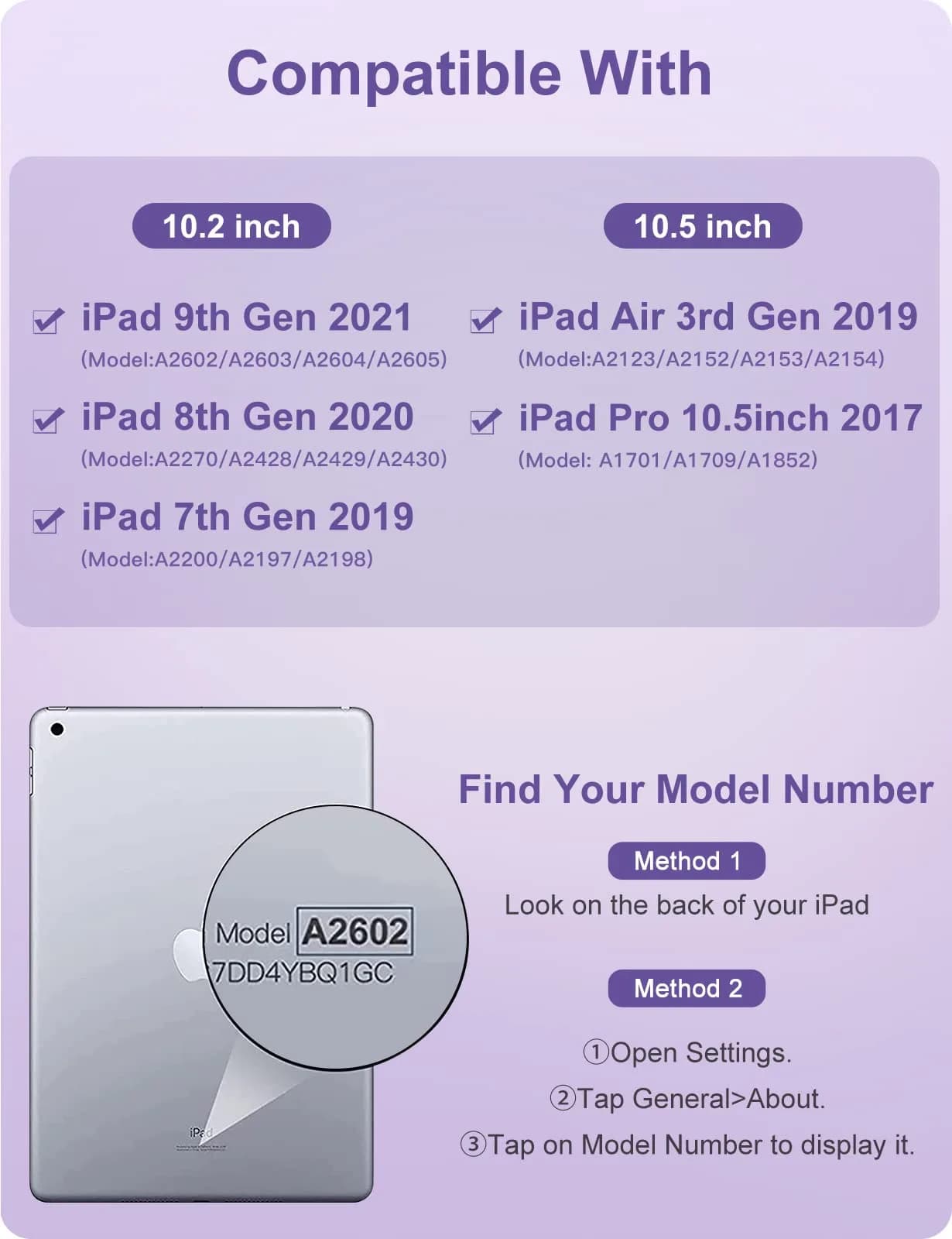 Hamile Purple Keyboard Case with 7-Color Backlit for iPad 9/8/7 Gen 10.2" & Air 3/Pro 10.5" | Detachable Magnetic Folio with Pencil Holder - view 2