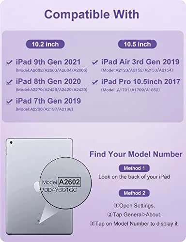 Hamile Purple Keyboard Case with 7-Color Backlit for iPad 9/8/7 Gen 10.2" & Air 3/Pro 10.5" | Detachable Magnetic Folio with Pencil Holder thumbnail 2