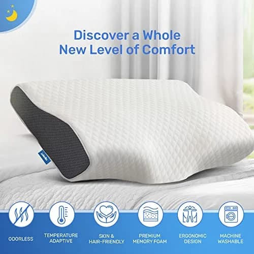 Derila Cervical Neck Pillow for Sleeping, Memory Foam 50cm (19.7") | Supports Neck & Spine thumbnail 4