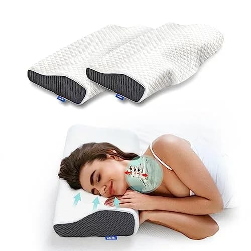 Derila Cervical Neck Pillow 2 Pack | 50cm (19.7") x 30cm (11.8") x 10cm (3.9") Butterfly Contour Memory Foam Support Pillow thumbnail 1