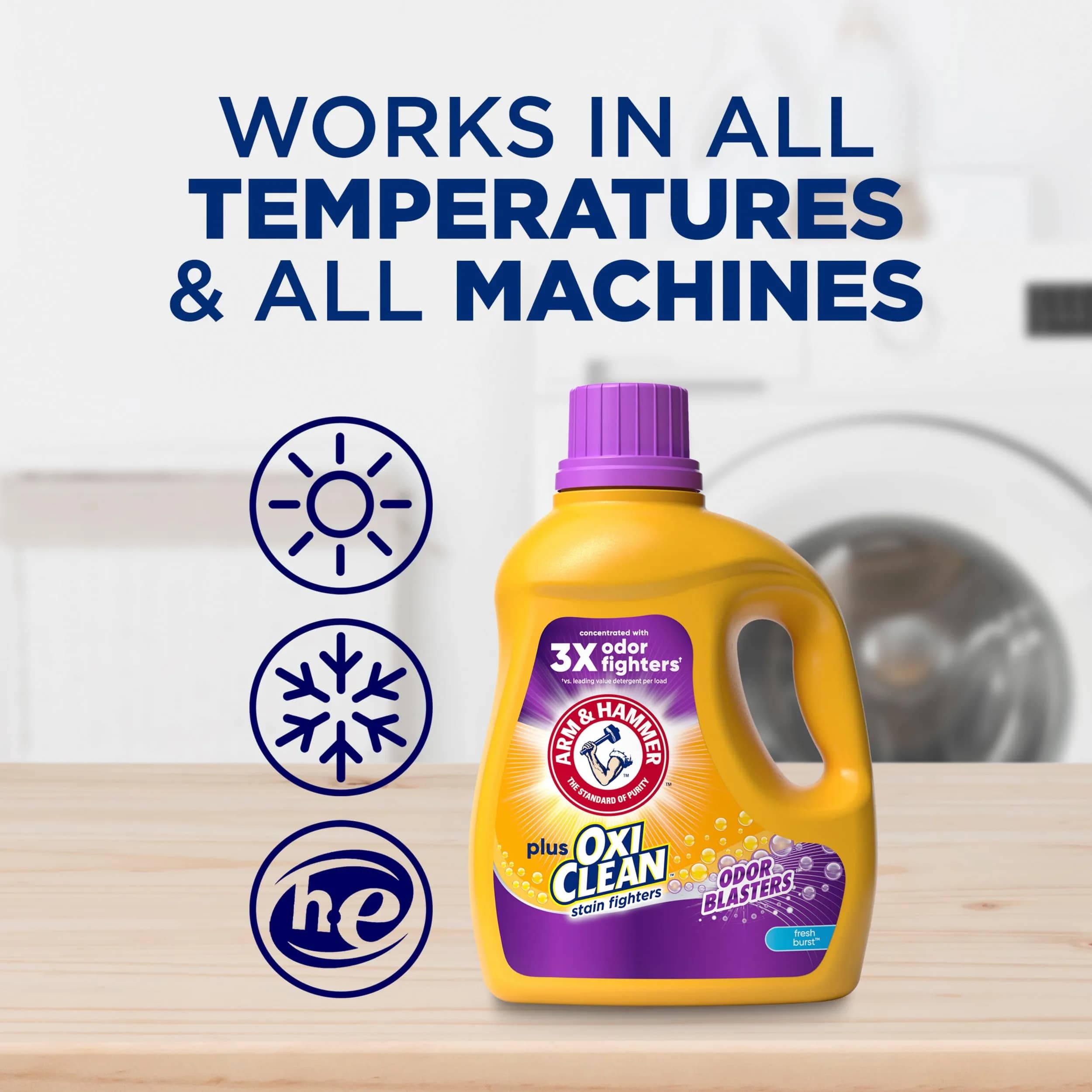 Arm and Hammer Plus OxiClean Odor Blasters Fresh Burst Liquid Laundry Detergent, 2970ml (100.5 Fl Oz) (77 Loads) | Triple Power Cleaning - view 7