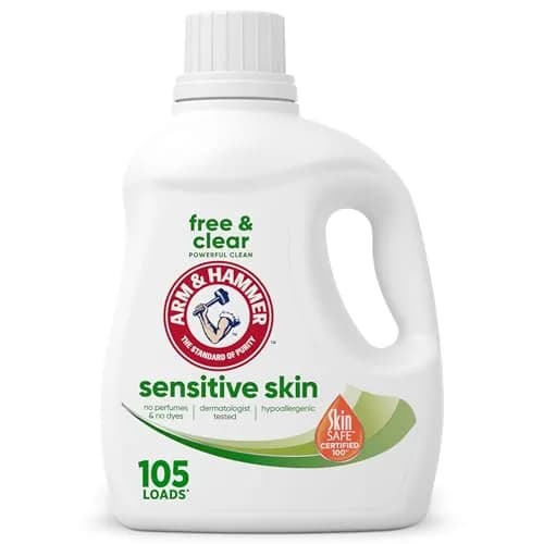 ARM & HAMMER Sensitive Skin Free & Clear Liquid Laundry Detergent 3 L (105 Fl Oz) | Dermatologist-Tested Hypoallergenic Formula thumbnail 1