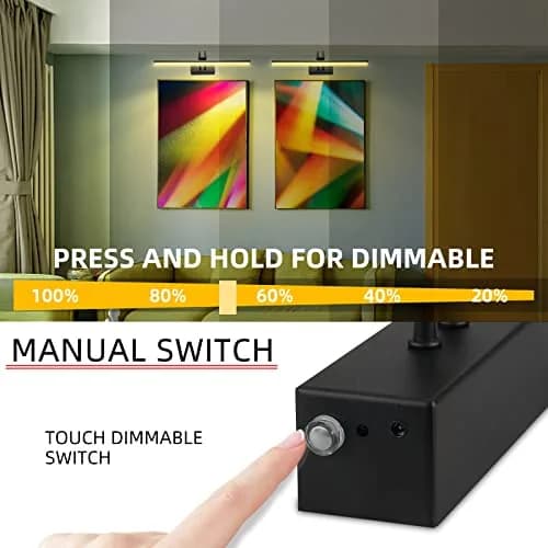 RAIFOOLLY 16" Wireless Art Light for Wall, 5000mAh Rechargeable Battery, Black | Dimmable LED Picture Light with Remote & Timer thumbnail 3