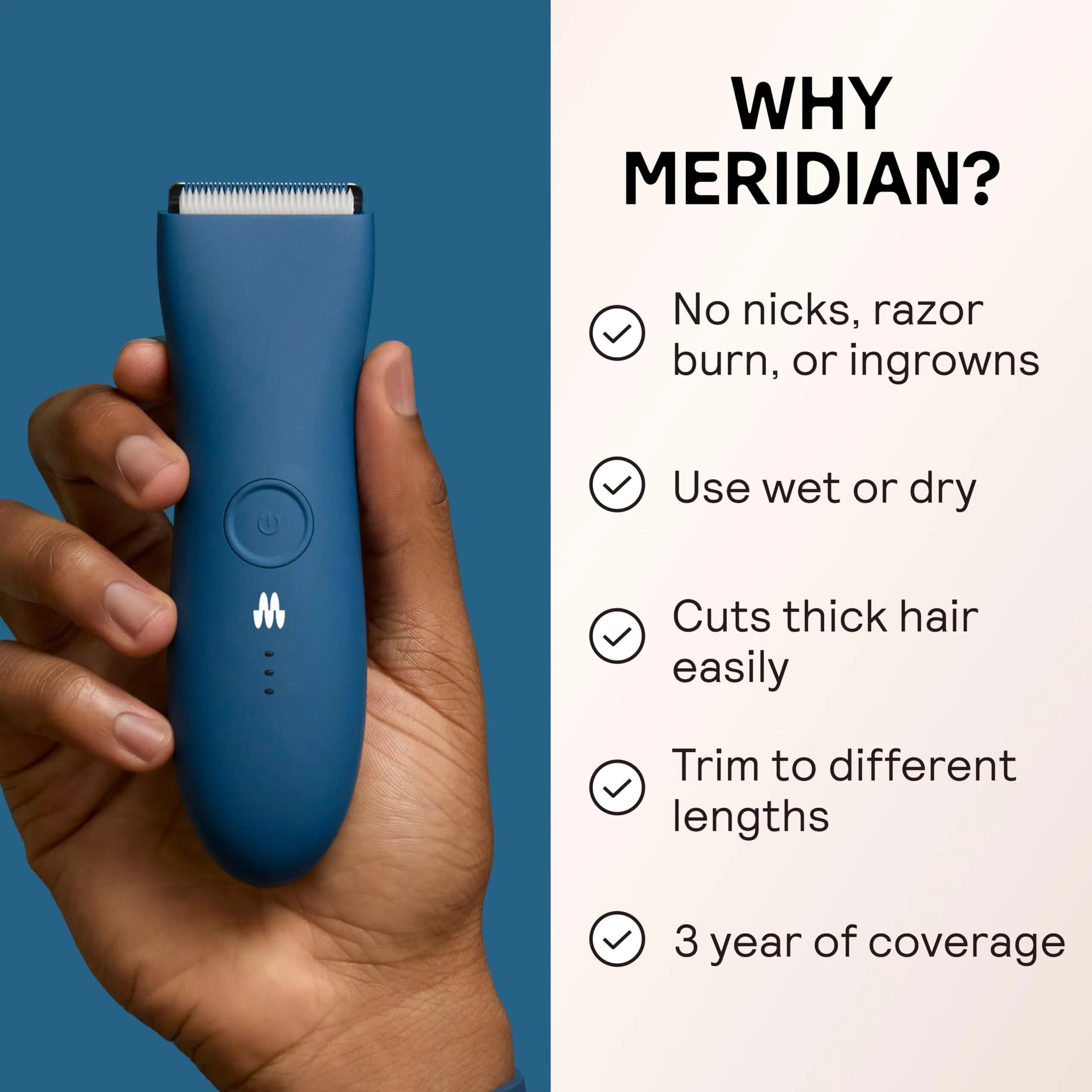 MERIDIAN The Trimmer Original in Ocean - Rechargeable Body Hair Trimmer for Men - view 2