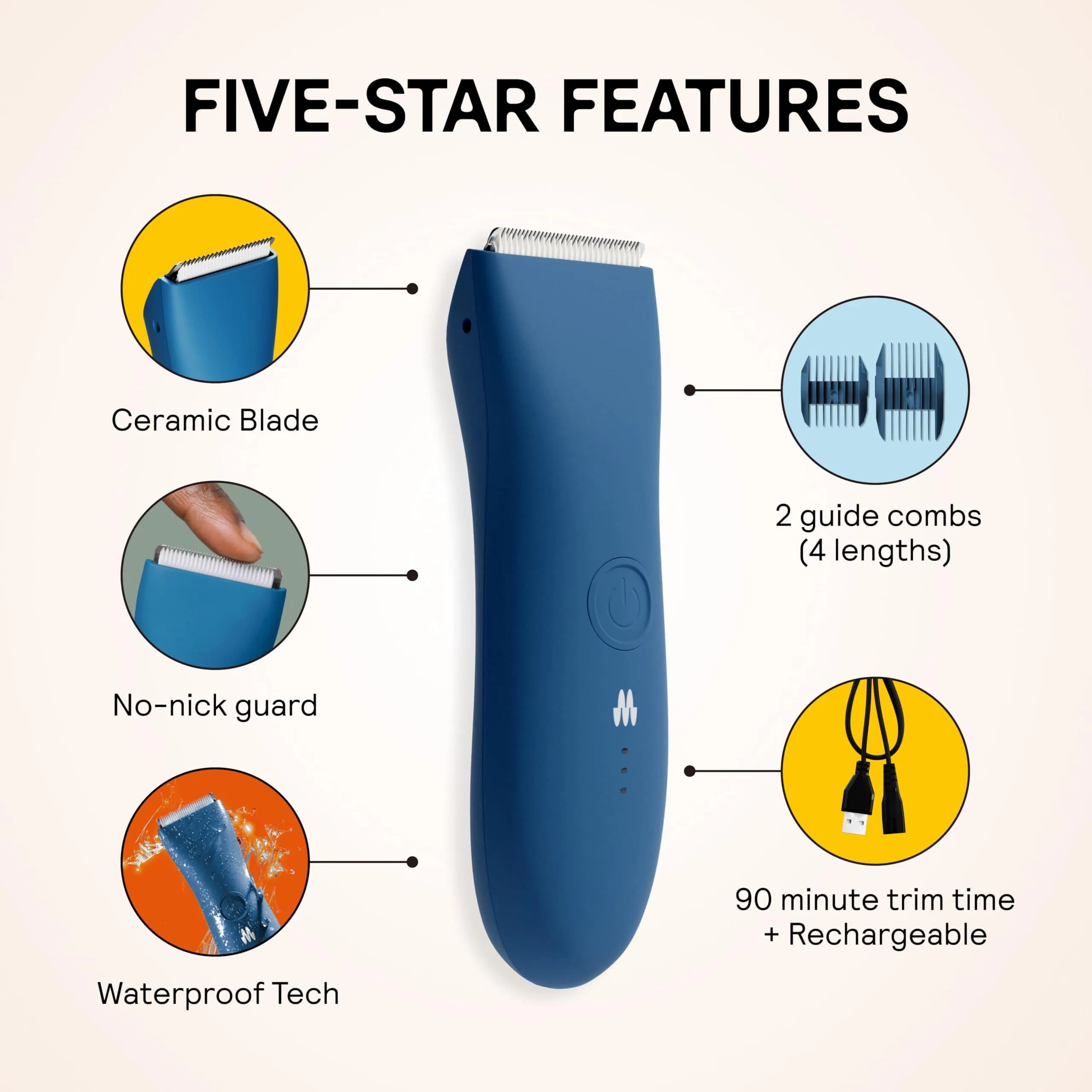 MERIDIAN The Trimmer Original in Ocean - Rechargeable Body Hair Trimmer for Men - view 3