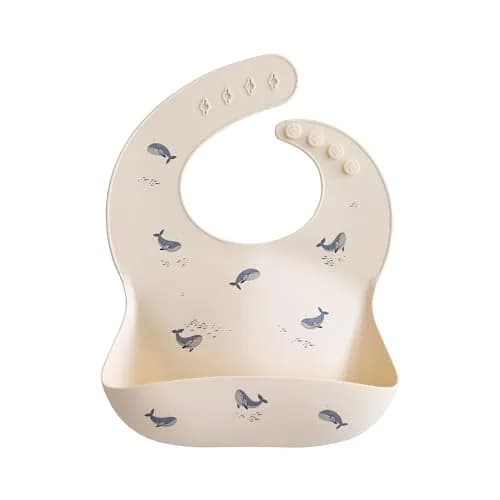 mushie Silicone Baby Bib Whales Pattern | 113 g (4 oz) thumbnail 1