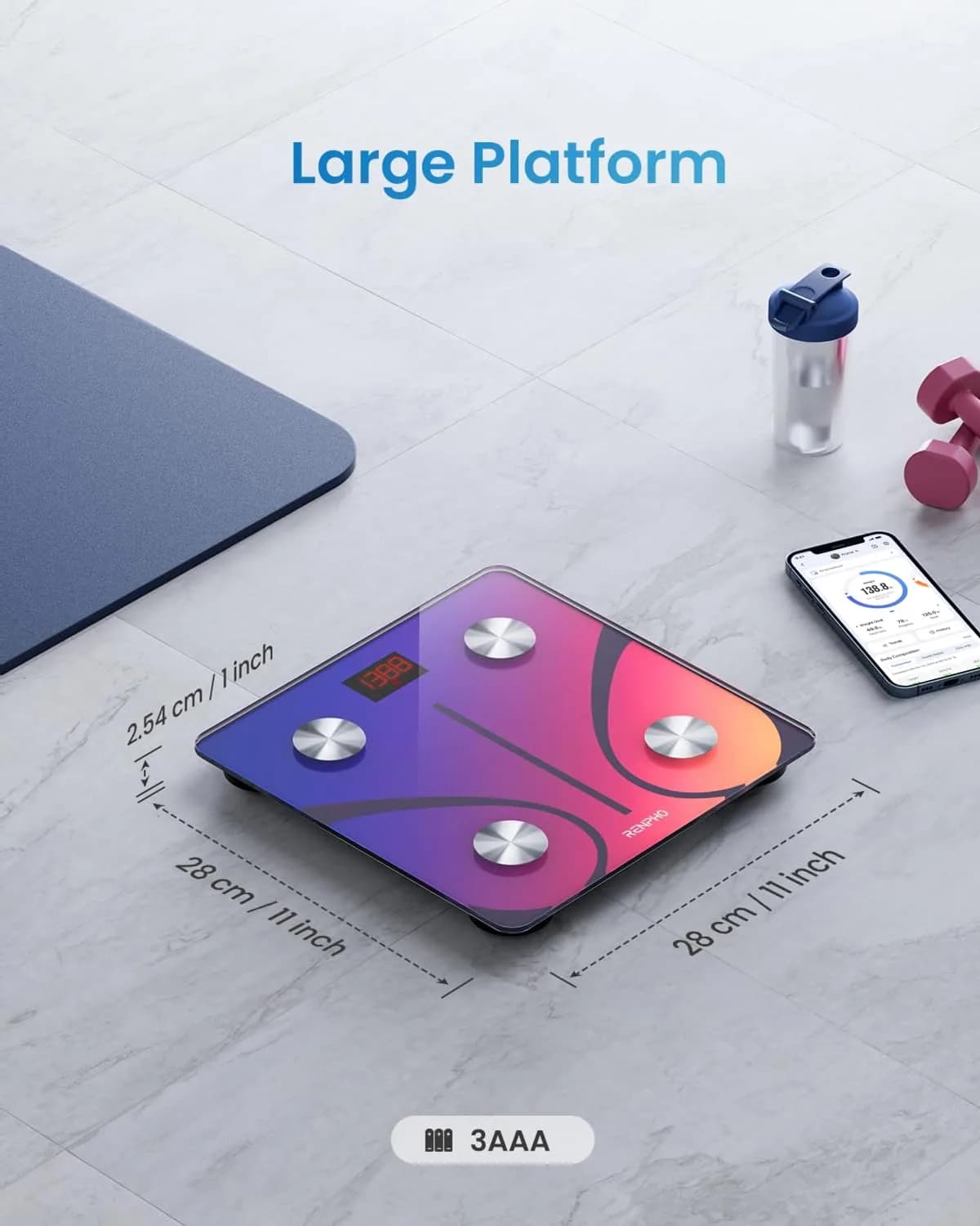 RENPHO Smart Body Weight Scale with BMI & Body Fat, 13 Metrics, Red Gradient | FDA Approved & Syncs with Fitness Apps - view 8