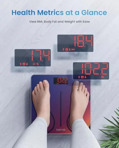RENPHO Smart Body Weight Scale with BMI & Body Fat, 13 Metrics, Red Gradient | FDA Approved & Syncs with Fitness Apps thumbnail 2