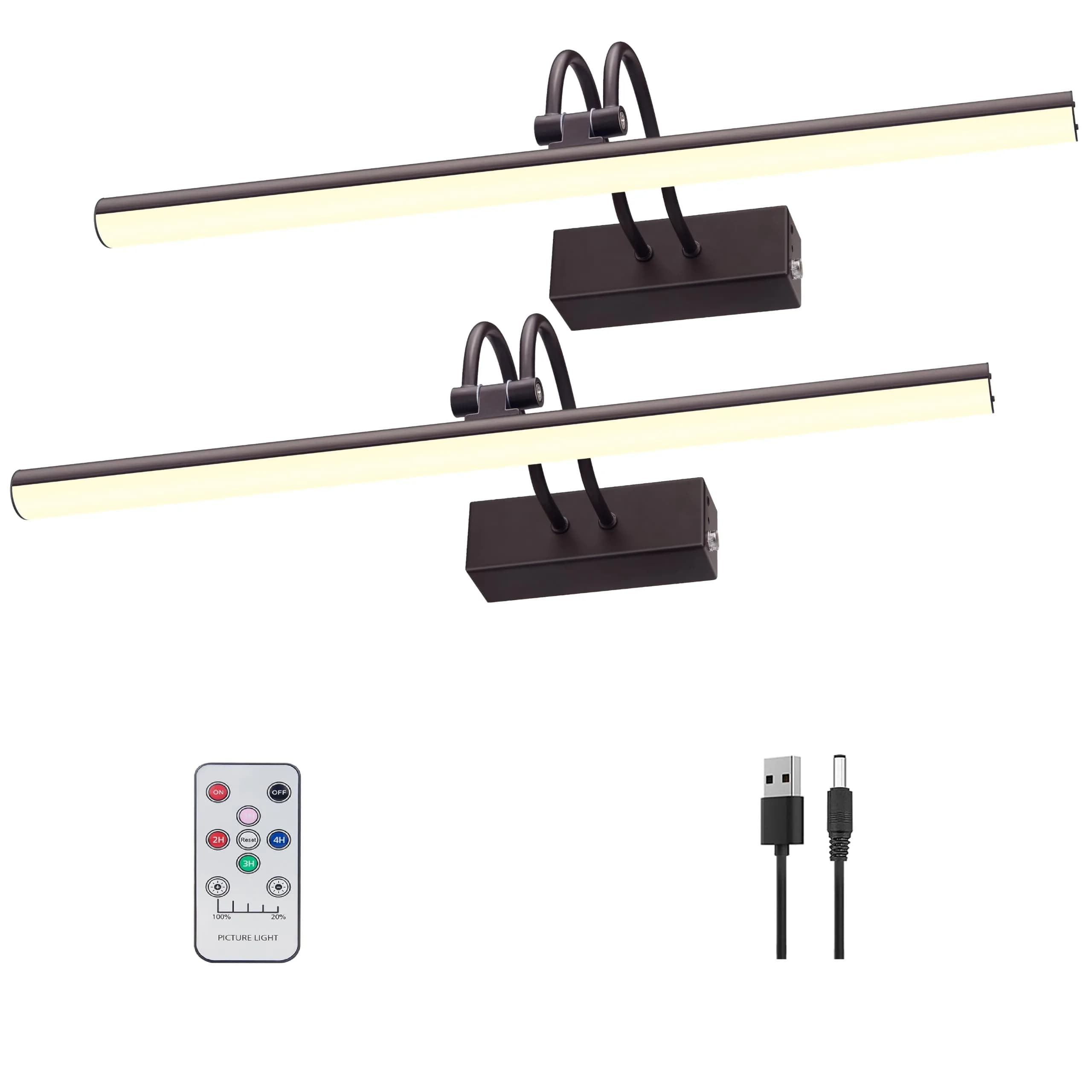 RAIFOOLLY Battery Operated Picture Light, 16" Art Light, Nickel | Wireless Wall Sconce with Rechargeable Battery & Remote Control - main product image