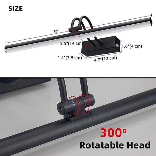 RAIFOOLLY Battery Operated Picture Light, 16" Art Light, Nickel | Wireless Wall Sconce with Rechargeable Battery & Remote Control thumbnail 7