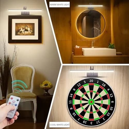RAIFOOLLY Battery Operated Picture Light, 16" Art Light, Nickel | Wireless Wall Sconce with Rechargeable Battery & Remote Control thumbnail 3