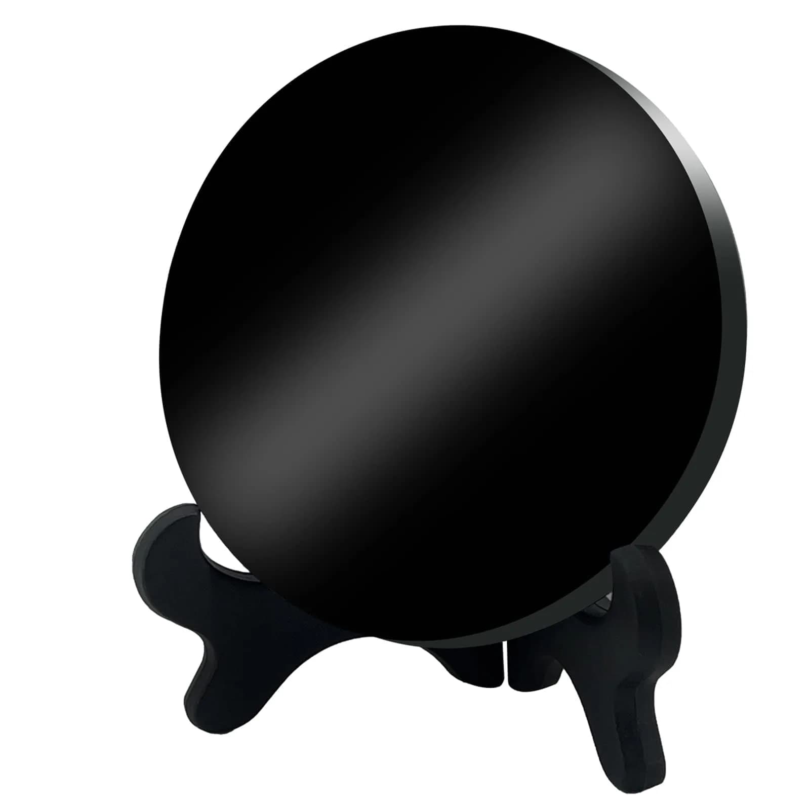 AGERYU Black Obsidian Scrying Mirror 150mm (5.9in) | Feng Shui Divination Tool - main product image