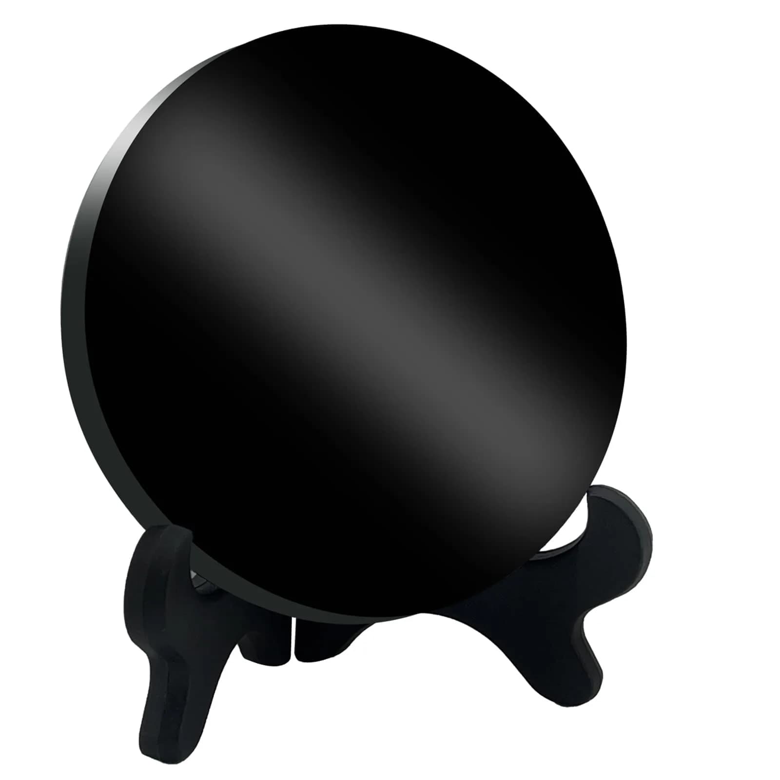 AGERYU Black Obsidian Scrying Mirror 150mm (5.9in) | Feng Shui Divination Tool — 100mm(4.0in)