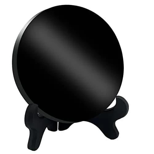 AGERYU Black Obsidian Scrying Mirror 10cm (4in) with Stand & Bag | Feng Shui Home Décor thumbnail 1