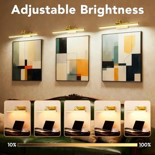 RAIFOOLLY Wireless Picture Light 16 inch (40.64 cm) Plated Gold | Rechargeable LED Art Light with Remote thumbnail 4