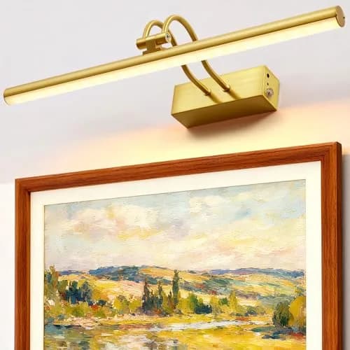 RAIFOOLLY Wireless Picture Light 16 inch (40.64 cm) Plated Gold | Rechargeable LED Art Light with Remote thumbnail 1