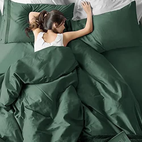 EaseHome Deep Green Twin Bed Sheet Set for Boys & Teens | Microfiber, 1800 Thread Count, Extra Soft (up to 18 inch Deep Pocket) thumbnail 7