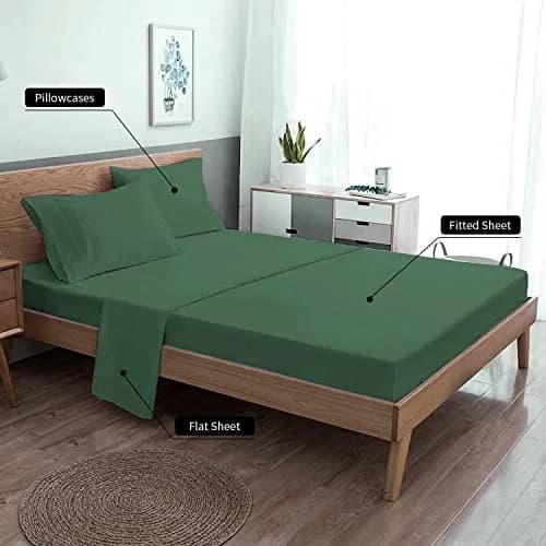 EaseHome Dark Green Full Size Bed Sheet Set | Deep Pocket to 18 inches | Extra Soft & Wrinkle Resistant thumbnail 6