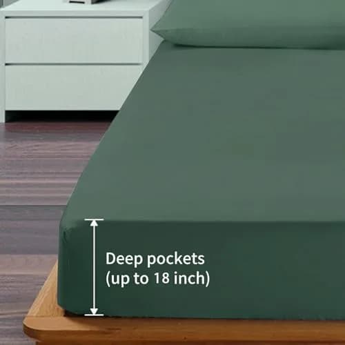 EaseHome Dark Green Full Size Bed Sheet Set | Deep Pocket to 18 inches | Extra Soft & Wrinkle Resistant thumbnail 2