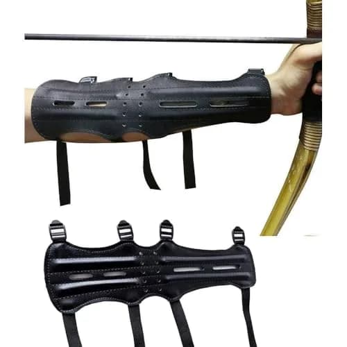 e5e10 Archery Leather Arm Guard Long 30cm (11.8 inches) with 4 Adjustable Straps | Protects Arms for Target Shooting and Hunting thumbnail 1