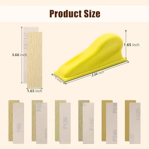 ZEHIQ 3.5"x1" Mini Detail Hand Sanding Block & 60Pcs Sandpaper Assortment | Precision Small Projects thumbnail 2