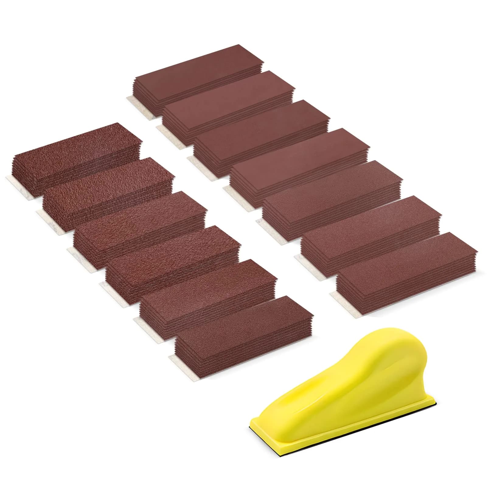 ZEHIQ 3.5"x1" Detail Hand Sanding Block & 130Pcs Sandpaper Assortment | Precision Small Projects — Red Sandpaper 130pcs + Sander
