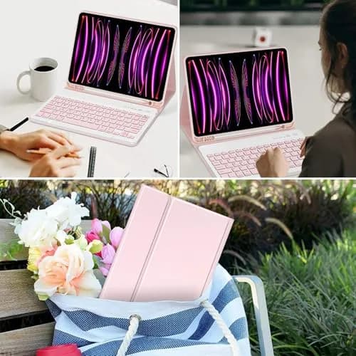 CC Store Keyboard Case for iPad Air 11 Inch Pink | Detachable Bluetooth Keyboard & Pencil Holder thumbnail 7