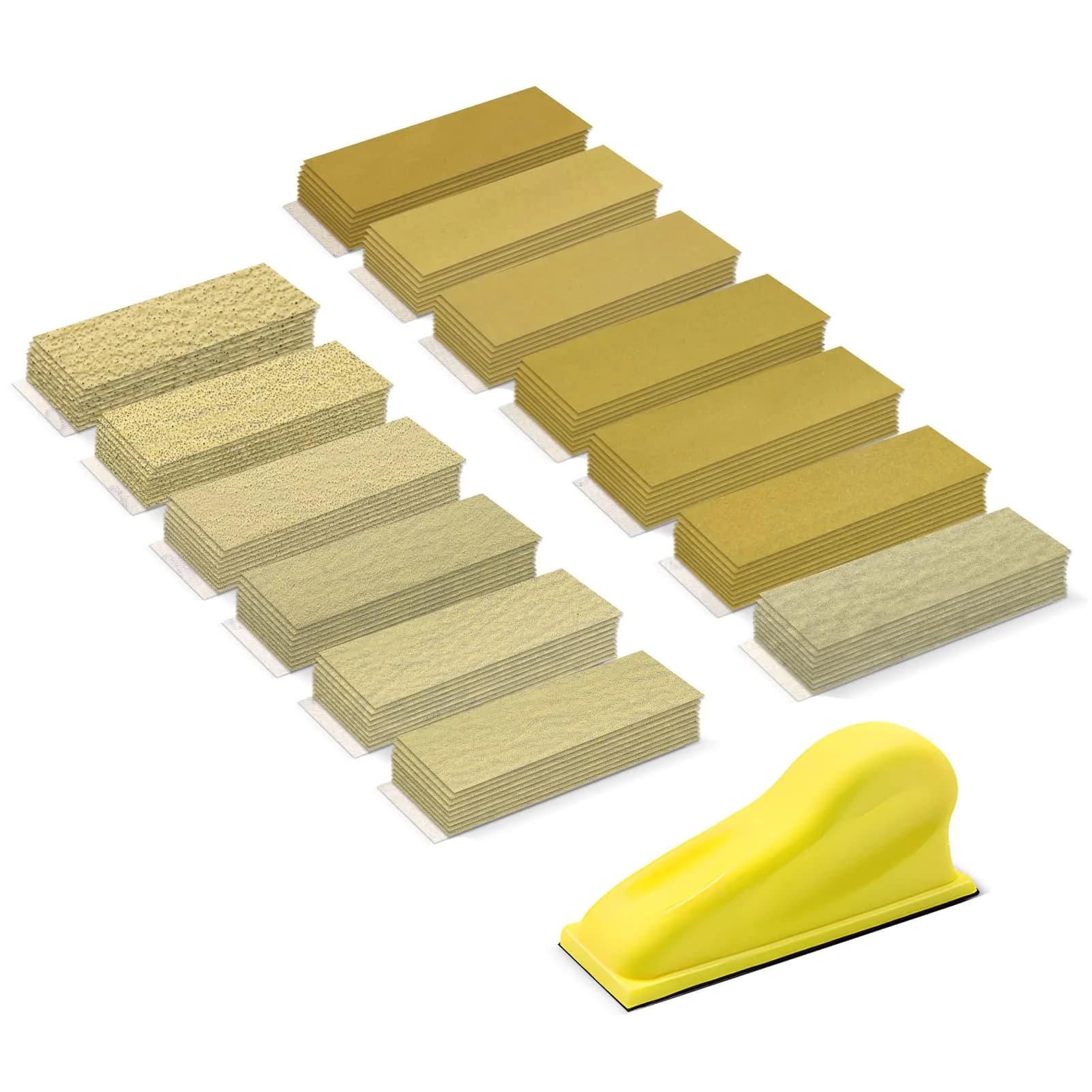ZEHIQ 3.5"x1" Detail Hand Sanding Block & 130Pcs Sandpaper Assortment | Precision Small Projects — Gold Sandpaper 130pcs + Sander - main product image