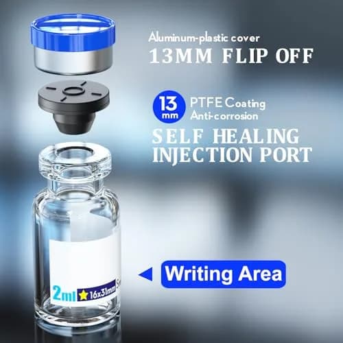 KSIITEKSLAB Sterile 2ml Sample Vials with Aluminum Cap | Self-Healing Glass Labware for Scientific Use thumbnail 3