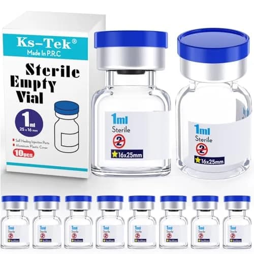 KSIITEKSLAB Sterile Empty Vials with Self Healing Injection Port 1ml (0.034 Fl Oz) Clear | Pack of 10 thumbnail 1