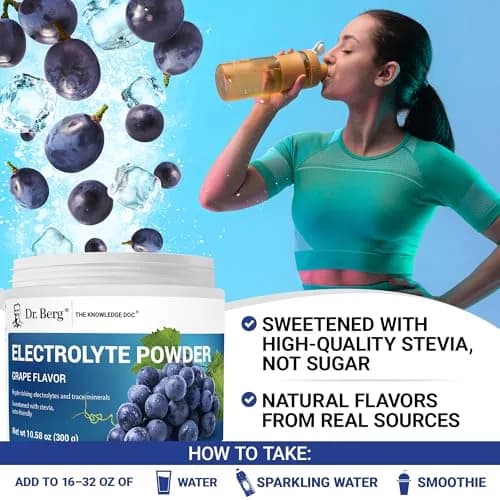 Dr. Berg Nutritionals Zero Sugar Hydration Keto Electrolyte Powder | 1000 mg Potassium & Pink Himalayan Salt (304g/10.55oz) thumbnail 6