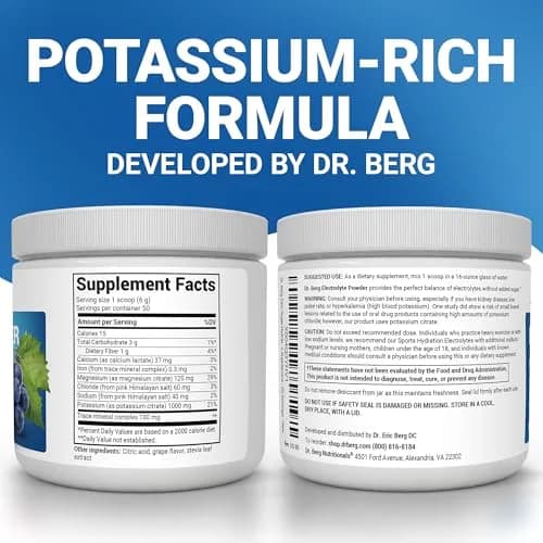 Dr. Berg Nutritionals Zero Sugar Hydration Keto Electrolyte Powder | 1000 mg Potassium & Pink Himalayan Salt (304g/10.55oz) thumbnail 2