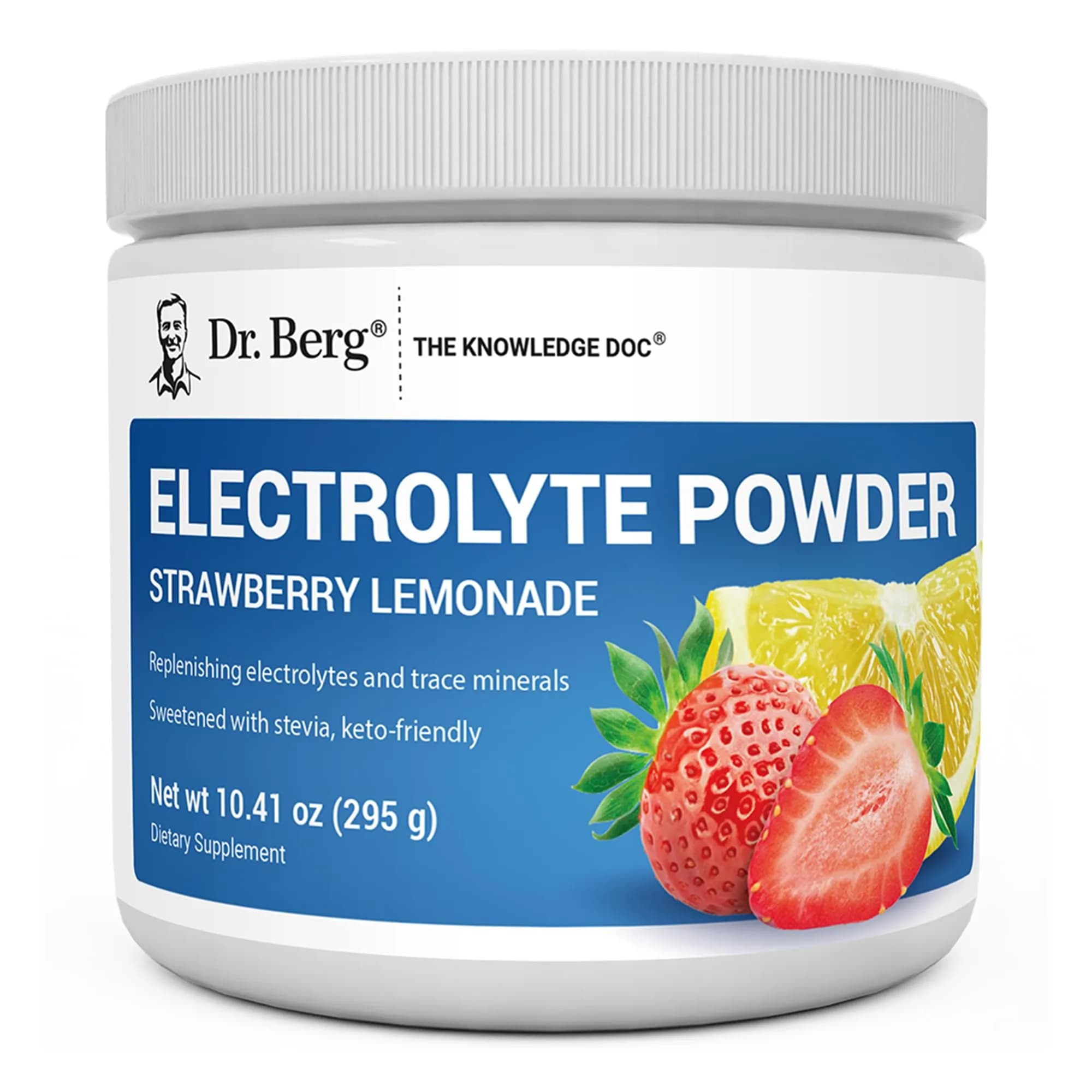Dr. Berg Strawberry Lemonade Keto Electrolyte Powder - 50 Servings, Zero Sugar, 1000mg Potassium - main product image