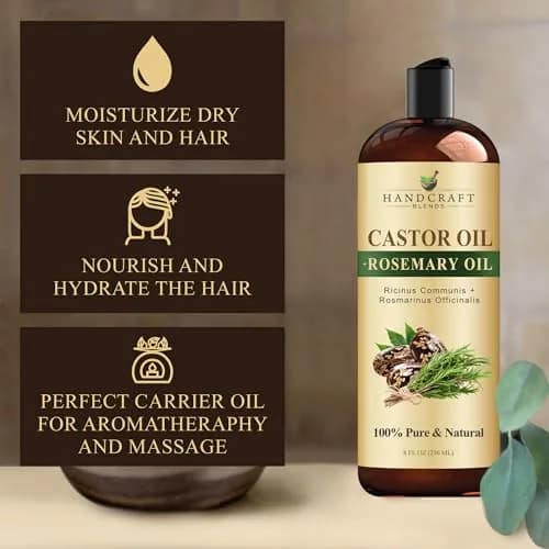 Handcraft Blends Castor Oil with Rosemary Oil 237ml (8 Fl Oz) | Pure & Natural Carrier Oil for Hair, Skin, Lashes thumbnail 4