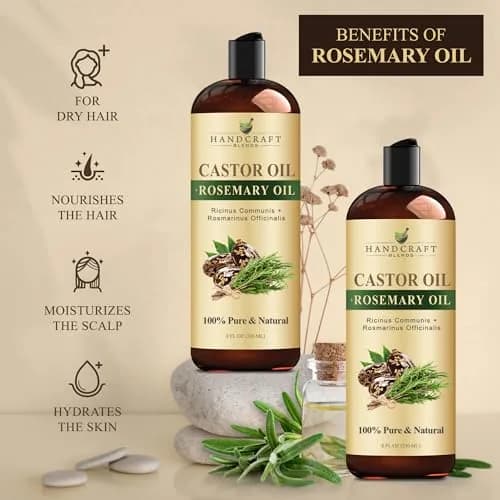 Handcraft Blends Castor Oil with Rosemary Oil 237ml (8 Fl Oz) | Pure & Natural Carrier Oil for Hair, Skin, Lashes thumbnail 6