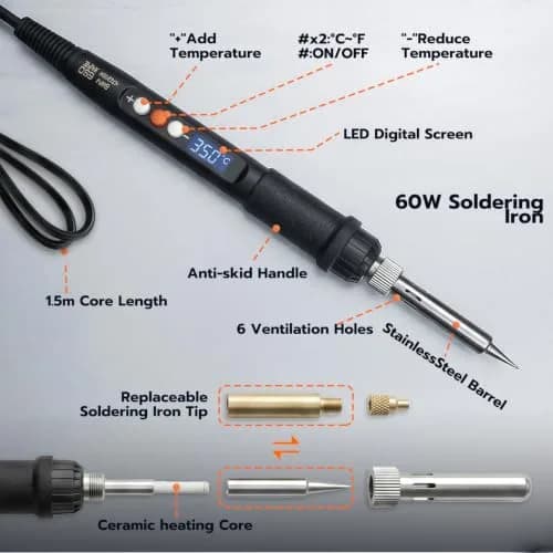 3DZWMAN Vertical Heat Set Insert Tool with 110V/220V Soldering Iron | M2-M8 Brass Inserts for 3D Printing thumbnail 3