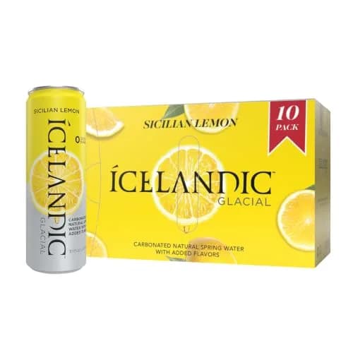 Icelandic Glacial Sparkling Water, Sicilian Lemon, 330mL | Naturally Low Mineral & Alkaline pH 8.4 thumbnail 1