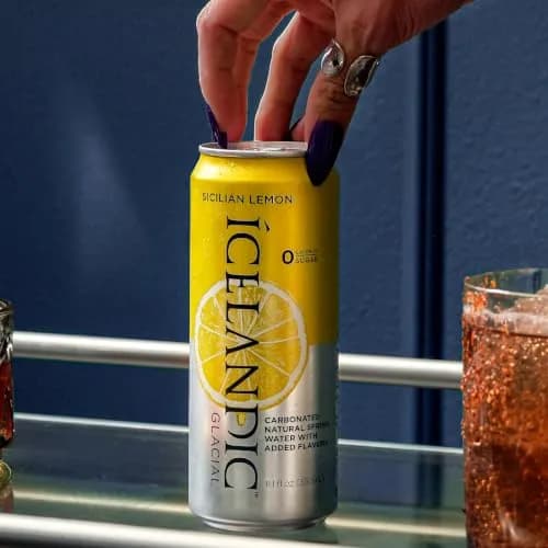 Icelandic Glacial Sparkling Water, Sicilian Lemon, 330mL | Naturally Low Mineral & Alkaline pH 8.4 thumbnail 6